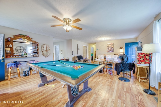 120 Rew St, Oakdale, TN 37829 - rec room featuring pool table, wood finished floors, a ceiling fan, and a textured ceiling