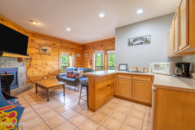 407 Big Bear Way, Pigeon Forge, TN 37863 - kitchen featuring open floor plan, a sink, a peninsula, light countertops, and recessed lighting
