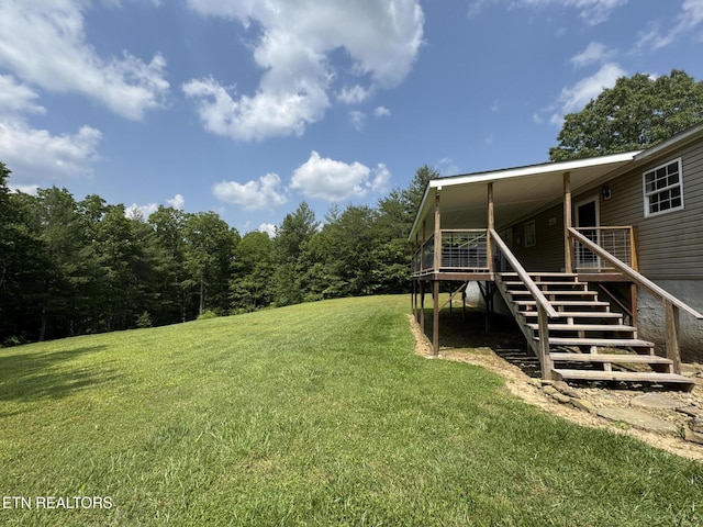 108 Hawn Dr, Crab Orchard, TN 37723 - view of green lawn with stairway