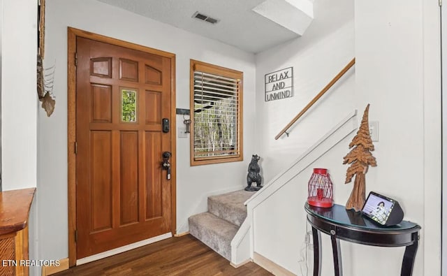725 Sunshine Trl, Gatlinburg, TN 37738 - entrance foyer with stairway, dark wood-style floors, and baseboards