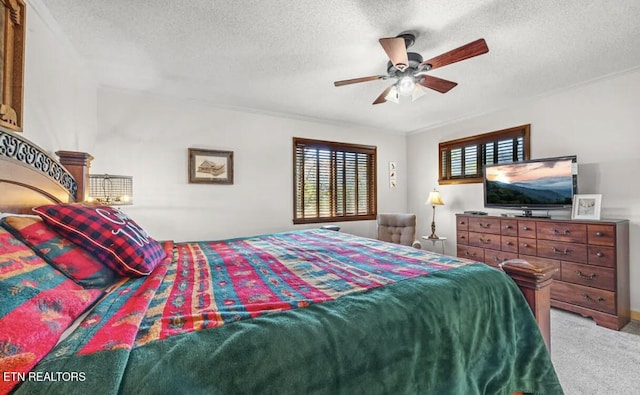 725 Sunshine Trl, Gatlinburg, TN 37738 - carpeted bedroom featuring a textured ceiling and a ceiling fan