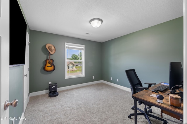 137 Storm Ln, Jacksboro, TN 37757 - home office featuring carpet, baseboards, and a textured ceiling