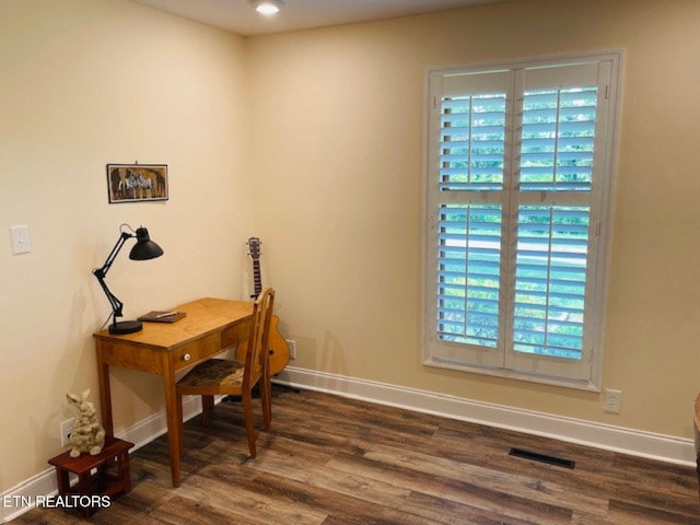 834 Hinkle Estates Dr, Seymour, TN 37865 - office space featuring dark wood-type flooring, baseboards, and plenty of natural light