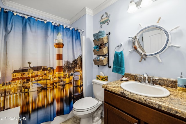 151 Utsesti Way, Loudon, TN 37774 - full bath with crown molding, toilet, vanity, and a shower with shower curtain