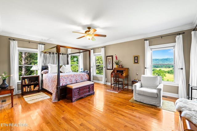 300 County Road 876, Englewood, TN 37329 - bedroom featuring ornamental molding, multiple windows, light wood-style flooring, and baseboards