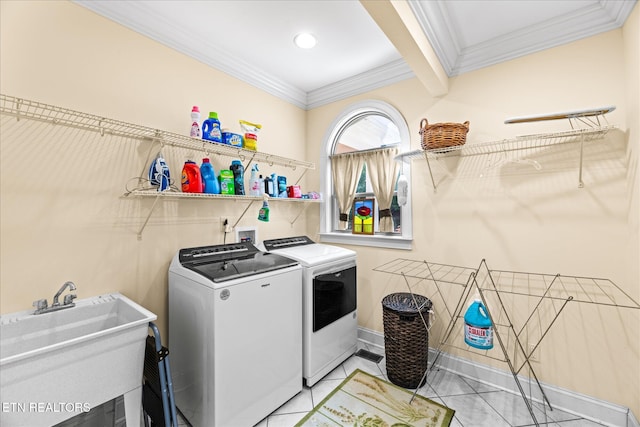 300 County Road 876, Englewood, TN 37329 - laundry room with washing machine and dryer, ornamental molding, baseboards, and recessed lighting