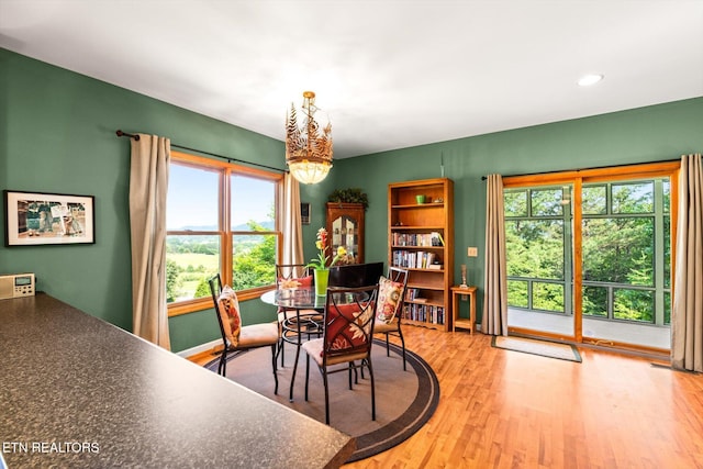 300 County Road 876, Englewood, TN 37329 - dining area featuring a chandelier, plenty of natural light, wood finished floors, and recessed lighting