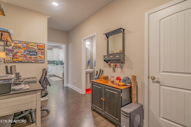 102 Deerberry Ln, Oak Ridge, TN 37830 - office space featuring dark wood-type flooring, recessed lighting, and baseboards