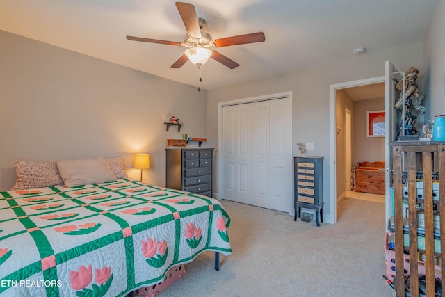 102 Deerberry Ln, Oak Ridge, TN 37830 - carpeted bedroom featuring a closet, ceiling fan, and baseboards