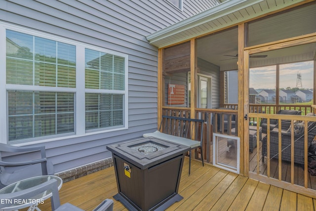 102 Deerberry Ln, Oak Ridge, TN 37830 - deck featuring an outdoor fire pit and a ceiling fan