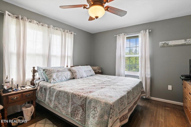 245 Lake Shore Ln, Lafollette, TN 37766 - bedroom featuring dark wood-style floors and ceiling fan