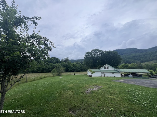 151 Davis Rd, Sneedville, TN 37869 - view of green lawn with a mountain view and asphalt driveway