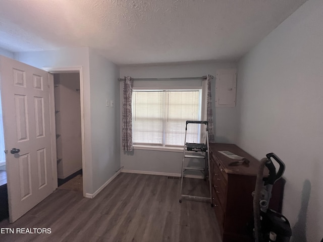 151 Davis Rd, Sneedville, TN 37869 - office area with electric panel, dark wood-style floors, a textured ceiling, and baseboards