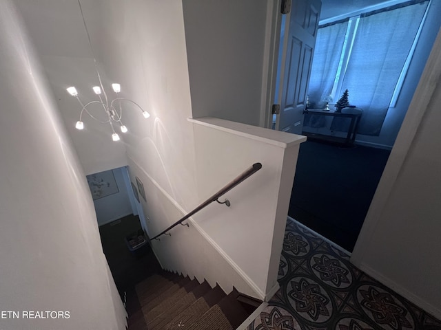 151 Davis Rd, Sneedville, TN 37869 - stairs with a chandelier