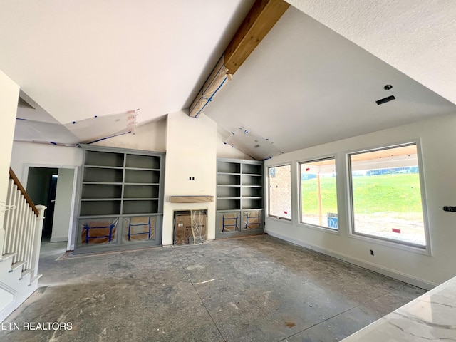250 Walelu Trl, Vonore, TN 37885 - unfurnished living room featuring stairway and baseboards