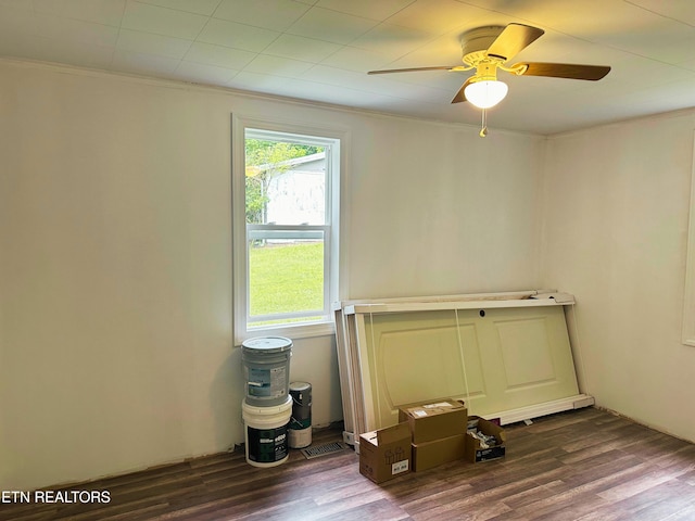5936 Thorn Grove Pike, Knoxville, TN 37914 - empty room featuring ornamental molding, ceiling fan, and dark wood finished floors
