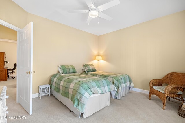 460 Morning Dove Dr, Vonore, TN 37885 - bedroom with light colored carpet, baseboards, a ceiling fan, and an office area