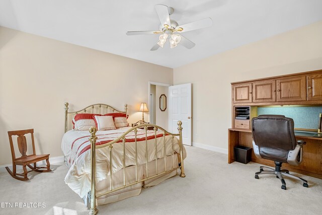 460 Morning Dove Dr, Vonore, TN 37885 - bedroom with light colored carpet, an office area, baseboards, and ceiling fan