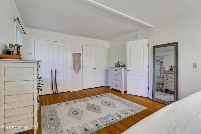 3341 Tabor Loop, Crossville, TN 38571 - bedroom featuring multiple closets, ornamental molding, and wood finished floors