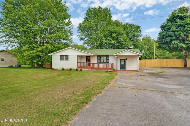 3341 Tabor Loop, Crossville, TN 38571 - ranch-style house with a porch, driveway, and metal roof