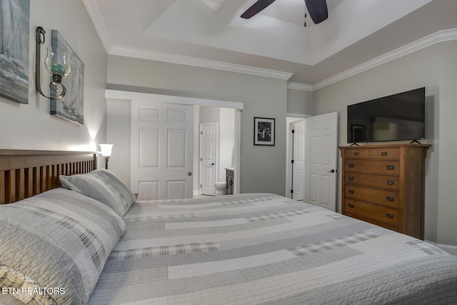 226 Oostanali Way, Loudon, TN 37774 - bedroom with a raised ceiling, ornamental molding, and a ceiling fan