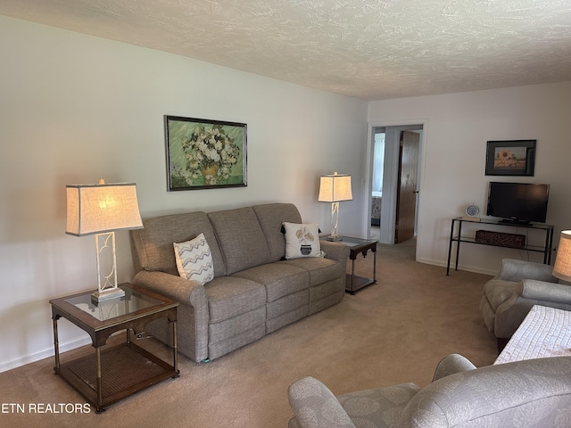 2605 Mountain View Dr, Morristown, TN 37814 - living room with carpet, a textured ceiling, and baseboards