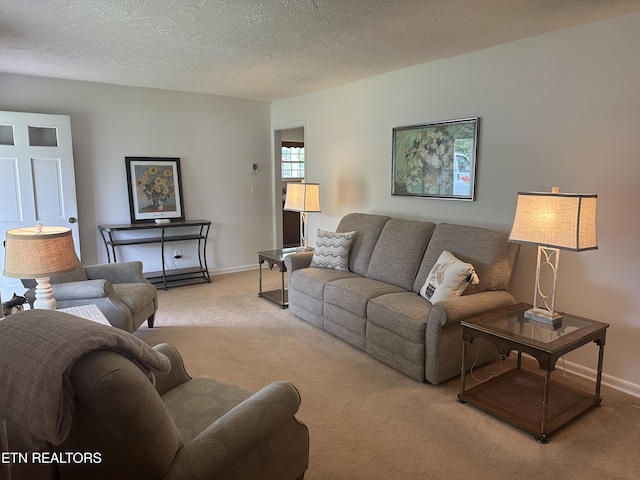 2605 Mountain View Dr, Morristown, TN 37814 - living room featuring light colored carpet, baseboards, and a textured ceiling