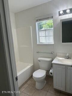 6206 Jim Fox Ln, Powell, TN 37849 - full bath with vanity, toilet, tile patterned floors, and bathing tub / shower combination