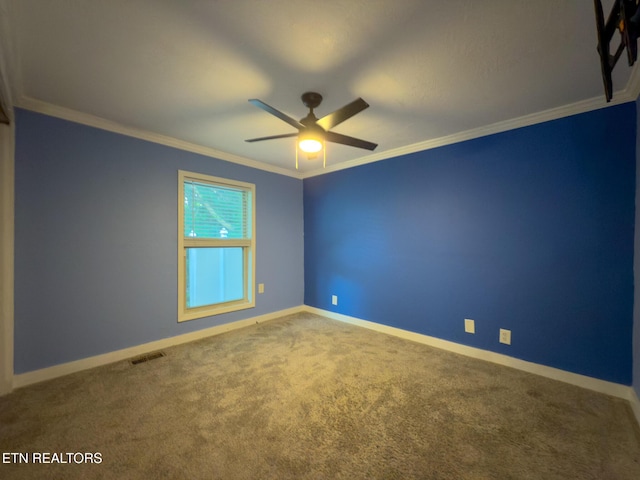 104 Church St, Loudon, TN 37774 - carpeted spare room with a ceiling fan and ornamental molding