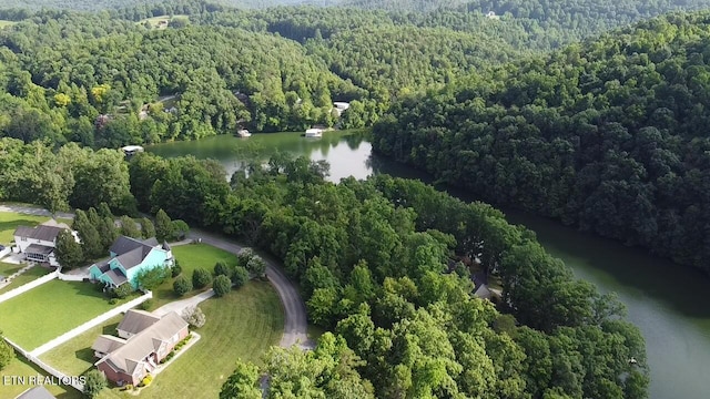 300 Bluff Trce, Jacksboro, TN 37757 - aerial overview of property's location with a heavily wooded area and a large body of water