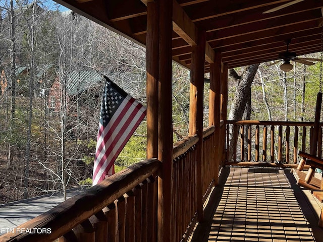 2738 Murray Ridge Rd, Sevierville, TN 37876 - wooden terrace with ceiling fan