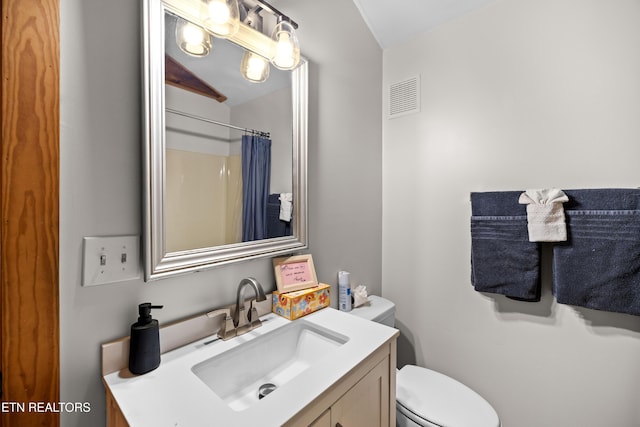 391 Laurel Rd, Townsend, TN 37882 - bathroom featuring toilet, vanity, and curtained shower