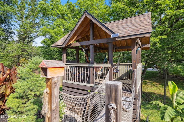 10513 River Ridge Rd, Knoxville, TN 37922 - wooden terrace featuring a gazebo