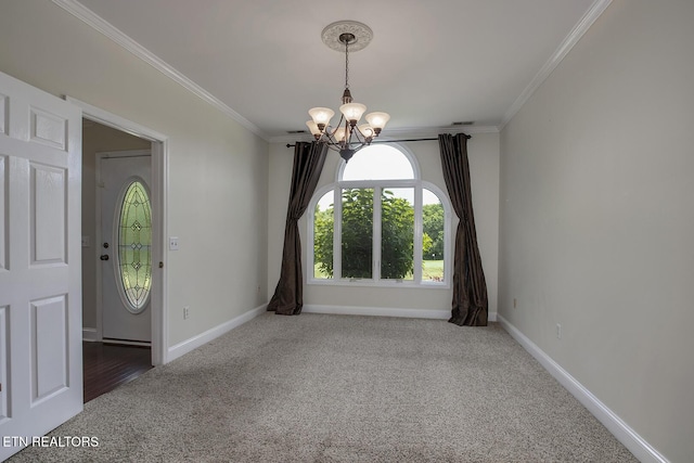 430 Willow Springs Dr, Athens, TN 37303 - carpeted spare room featuring a chandelier, ornamental molding, and baseboards