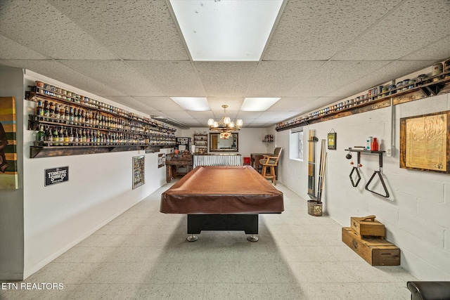 2059 Bolestown Loop, Alpine, TN 38543 - recreation room with a paneled ceiling, billiards, and tile patterned floors