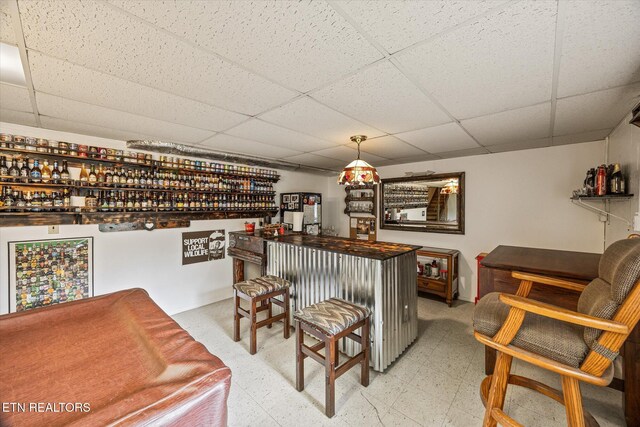 2059 Bolestown Loop, Alpine, TN 38543 - indoor dry bar with a paneled ceiling, light flooring, and baseboards