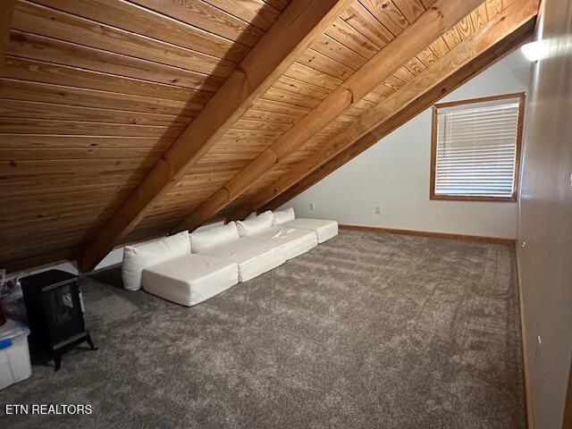 1015 Kizzy Patch Way, Del Rio, TN 37727 - bonus room with wood ceiling, lofted ceiling, carpet, and baseboards