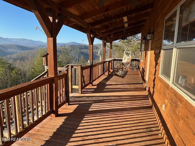 1015 Kizzy Patch Way, Del Rio, TN 37727 - wooden deck featuring a mountain view