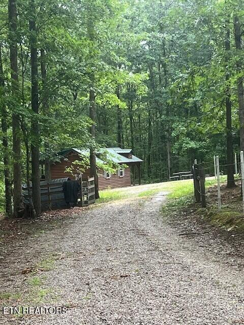 533 Valley Ridge Rd, Jamestown, TN 38556 - view of dirt / gravel driveway featuring a forest view
