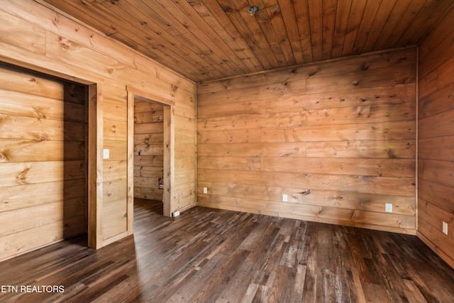 1108 Circle Pt, Gatlinburg, TN 37738 - spare room featuring wood ceiling, dark wood finished floors, and wooden walls