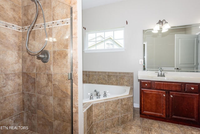 9100 Sway Branch Ln, Knoxville, TN 37922 - bathroom featuring vanity, a stall shower, and a garden tub