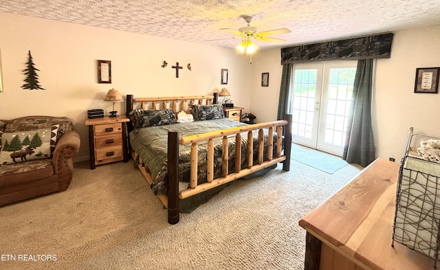 2726 Kentwood Dr, Kodak, TN 37764 - carpeted bedroom featuring a textured ceiling, access to outside, and ceiling fan