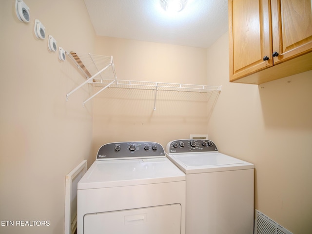 116 Deer Path Trl, Vonore, TN 37885 - laundry area featuring separate washer and dryer and cabinet space