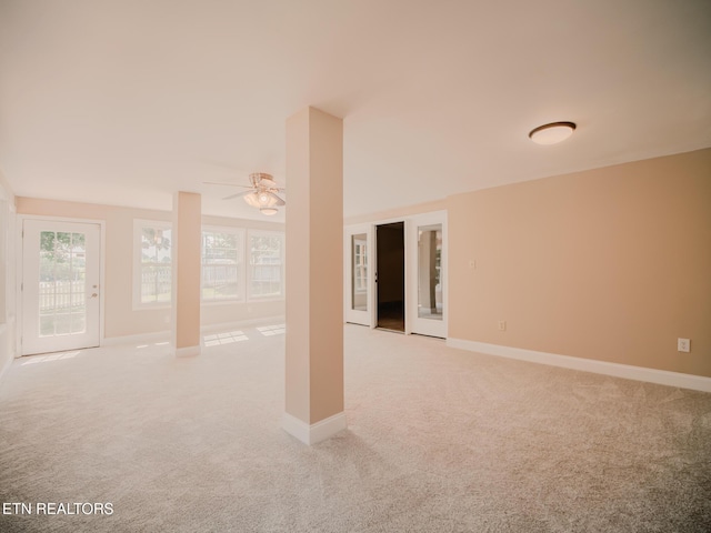 116 Deer Path Trl, Vonore, TN 37885 - empty room with light colored carpet, ceiling fan, and baseboards