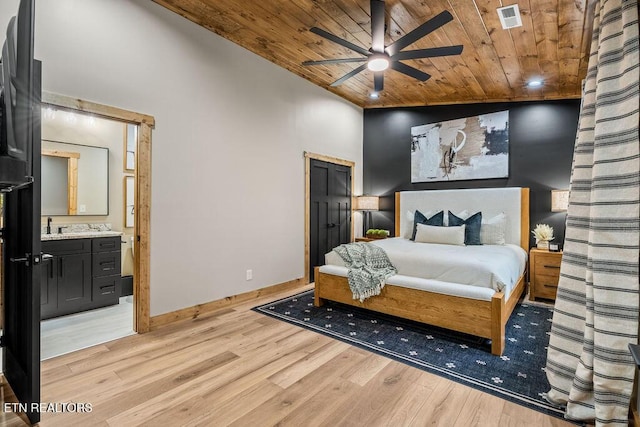 2634 Whipoorwill Hill Way, Sevierville, TN 37862 - bedroom featuring wooden ceiling, light wood finished floors, and ensuite bathroom