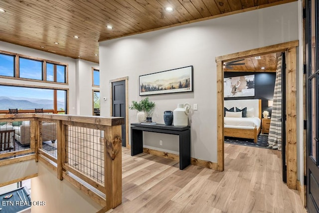 2634 Whipoorwill Hill Way, Sevierville, TN 37862 - hallway featuring light wood finished floors, wood ceiling, and recessed lighting