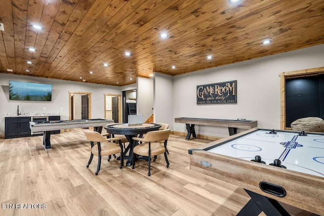 2634 Whipoorwill Hill Way, Sevierville, TN 37862 - recreation room with wood ceiling, light wood finished floors, recessed lighting, and billiards