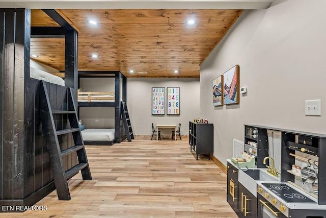 2634 Whipoorwill Hill Way, Sevierville, TN 37862 - rec room featuring light wood-style floors, wooden ceiling, and recessed lighting