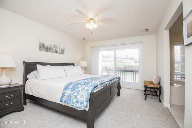245 Doe Ln Unit 5, Lafollette, TN 37766 - bedroom with access to exterior, light carpet, a ceiling fan, a water view, and baseboards