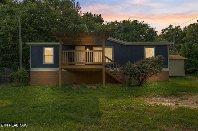 135 Mt View Rd, Sweetwater, TN 37874 - back of house featuring a wooden deck, a yard, stairway, and a pergola